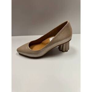 NEW 1936 women's croco print leather heel in gold croc